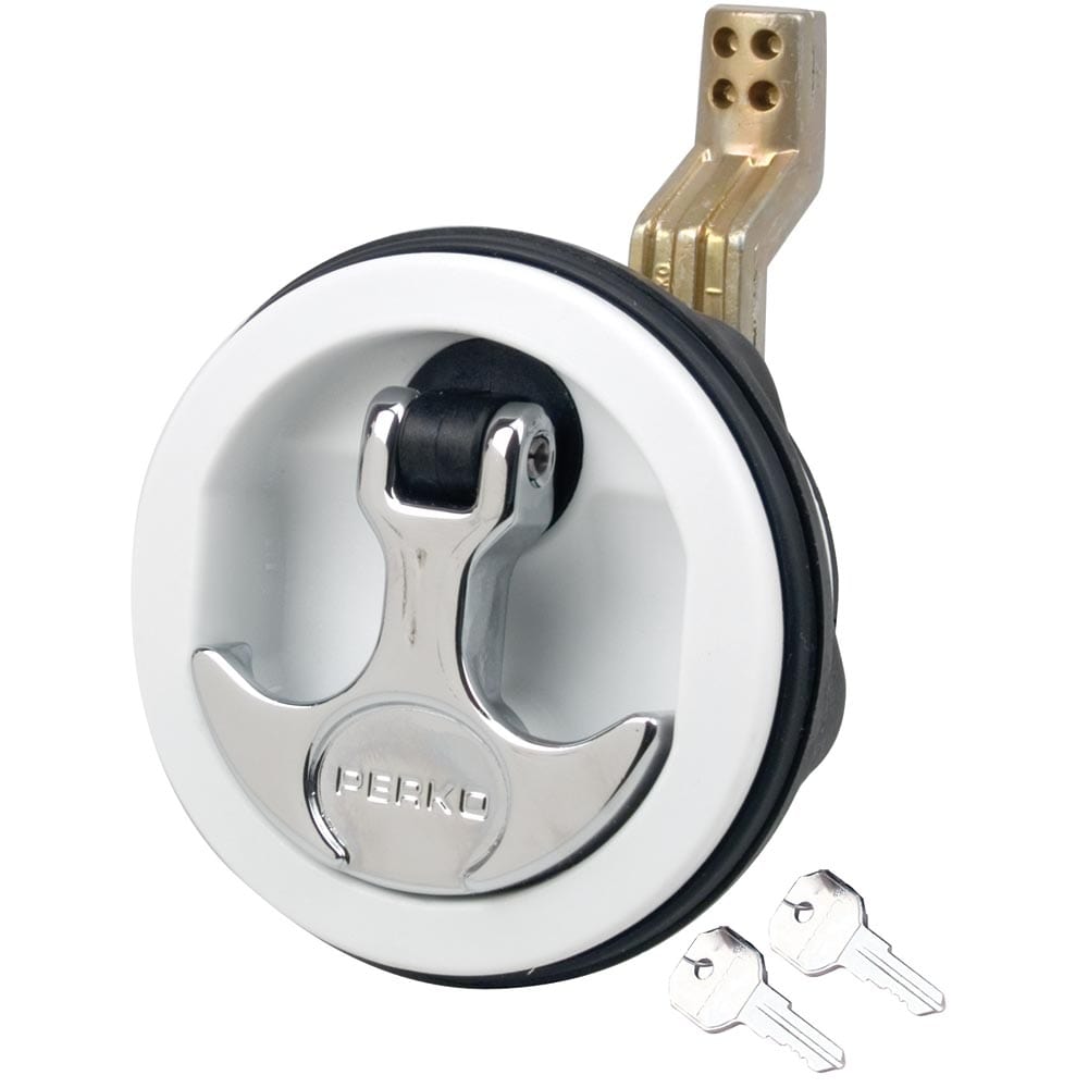 Perko Perko Surface Mount & Latch - White Body, Chrome Handle, Offset Cam Bar, 3/4" - 2-3/8" Marine Hardware