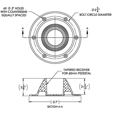 TACO Marine TACO Table Support - Surface Mount - Fits 2-3/8" Pedestals Marine Hardware