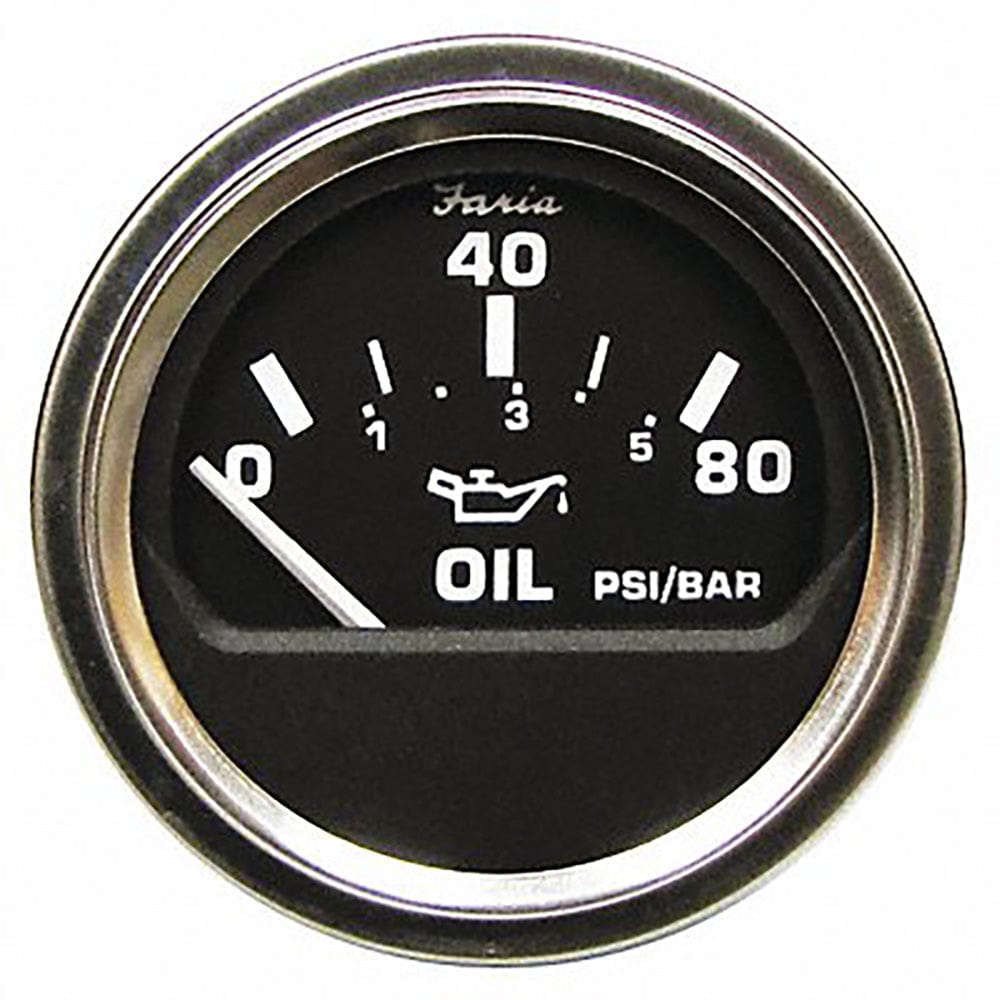 Faria Beede Instruments Faria 2" Heavy Duty Oil Pressure Gauge - 80 PSI - Black Dial & SS Bezel Marine Navigation & Instruments