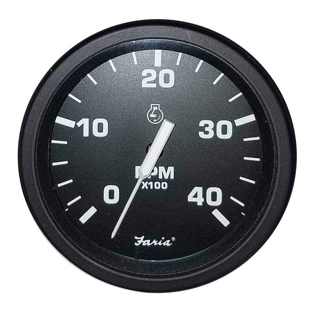 Faria Beede Instruments Faria 4" Heavy-Duty Black Tachometer (4000 RPM) (Mag Pick-Up) (Diesel) Marine Navigation & Instruments