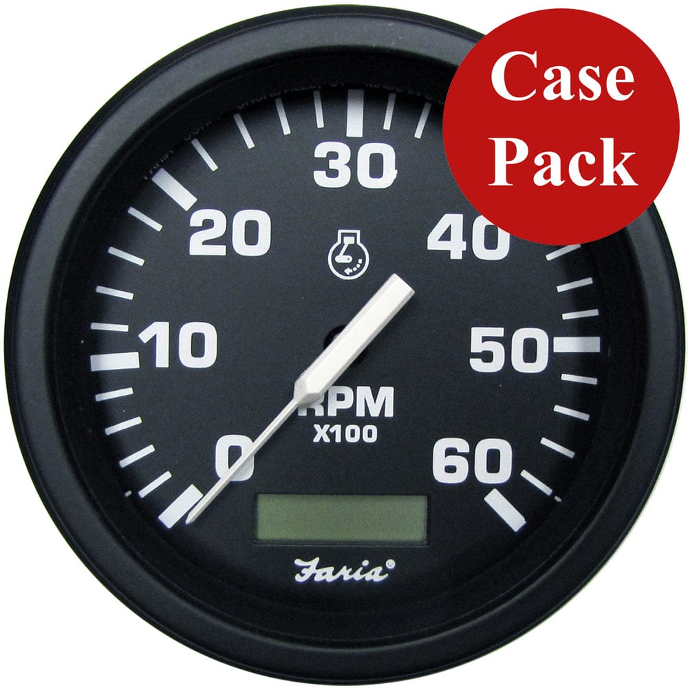 Faria Beede Instruments Faria 4" Heavy-Duty Tachometer w/Hourmeter (6000 RPM) Gas - Black *Bulk Case of 12* Marine Navigation & Instruments