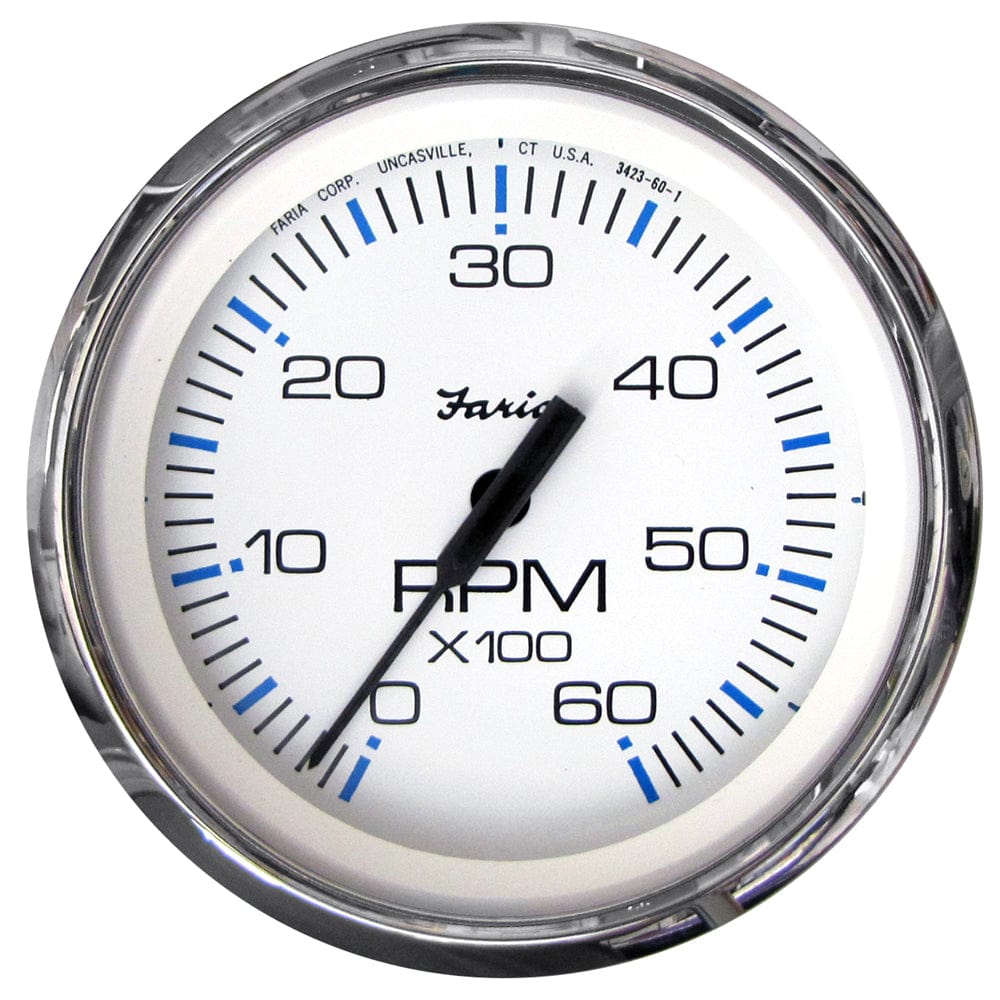 Faria Beede Instruments Faria Chesapeake White SS 4" Tachometer - 6000 RPM (Gas) (Inboard & I/O) Marine Navigation & Instruments