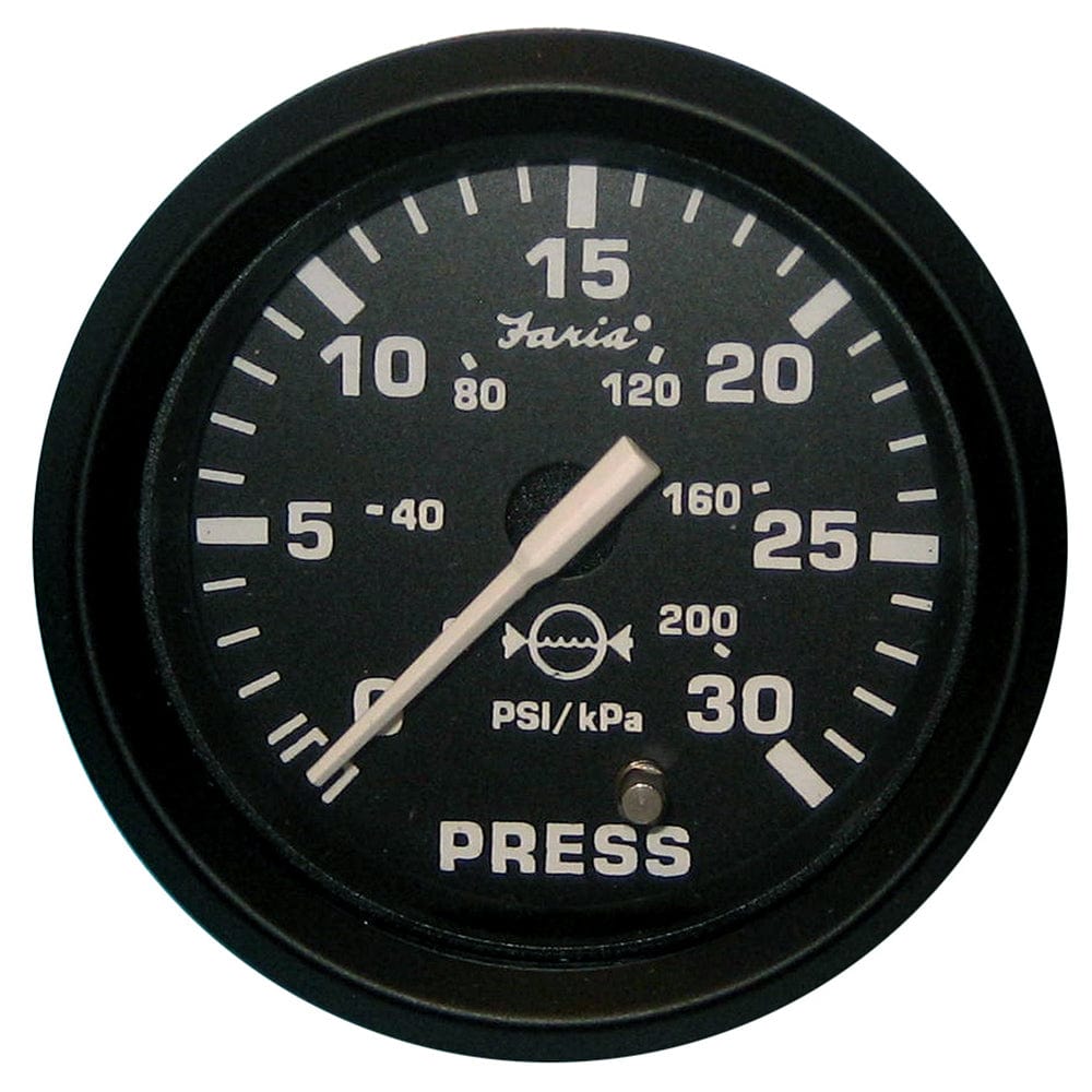 Faria Beede Instruments Faria Euro Black 2" Water Pressure Gauge (30 PSI) Marine Navigation & Instruments