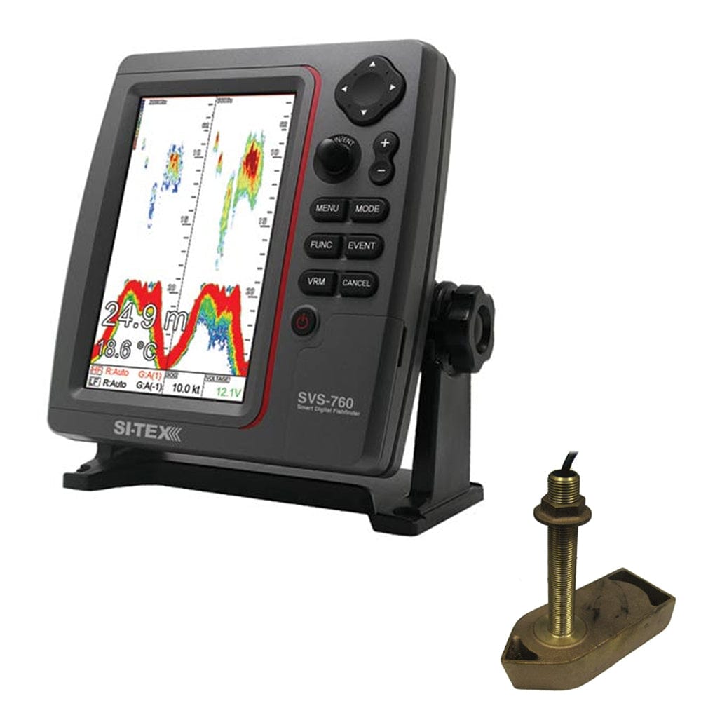 SI-TEX SI-TEX SVS-760 Dual Frequency Sounder 600W Kit w/Bronze Thru-Hull Temp Transducer - 307/50/200T-CX Marine Navigation & Instruments