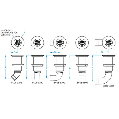 GROCO GROCO Deck Scupper 90 Degree 1-1/2" Hose Connection Marine Plumbing & Ventilation