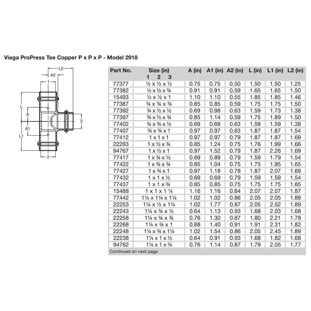 Viega Viega ProPress 3/4" Copper Tee - Triple Press Connection - Smart Connect Technology Marine Plumbing & Ventilation