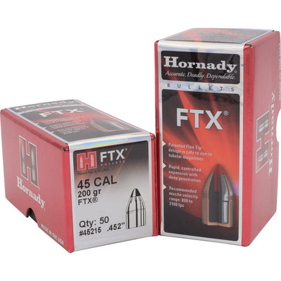 Hornady Hornady Ftx Pistol Bullets 45 Cal. .452 200 Gr. Ftx 50 Box Reloading