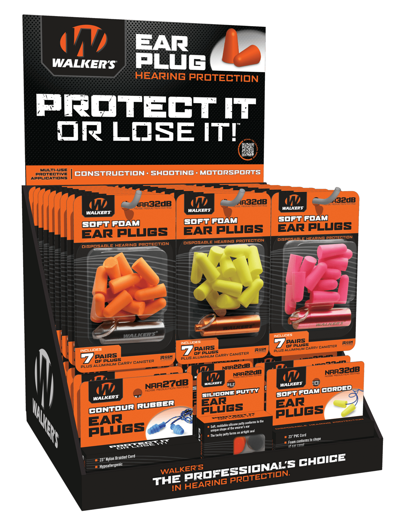 Walker's Walker's Ear Plug Dsply 58 Packs Safety/Protection