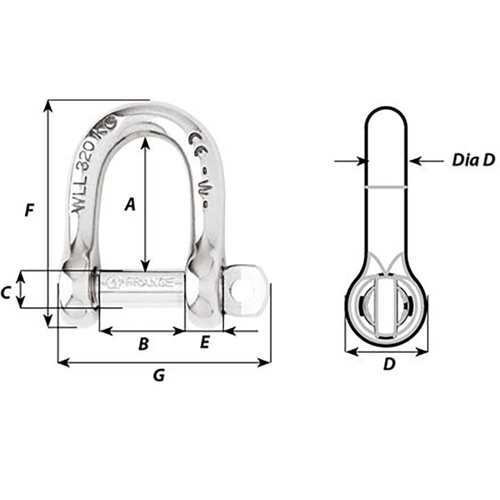 Wichard Marine Wichard Self-Locking D Shackle - Diameter 6mm - 1/4" Sailing