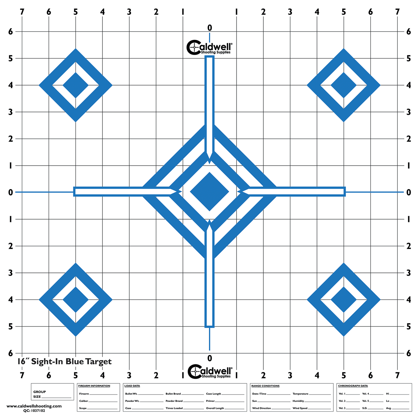 Caldwell Caldwell Sight-in, Cald 198604  Sight In 5 Diamond 16"x 16" 10 Sheets Shooting